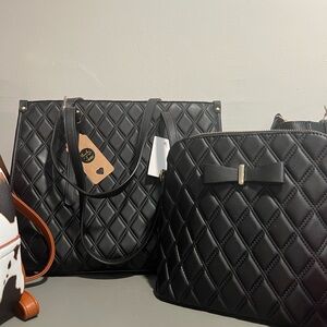 Elegant Black Quilted Handbag Set